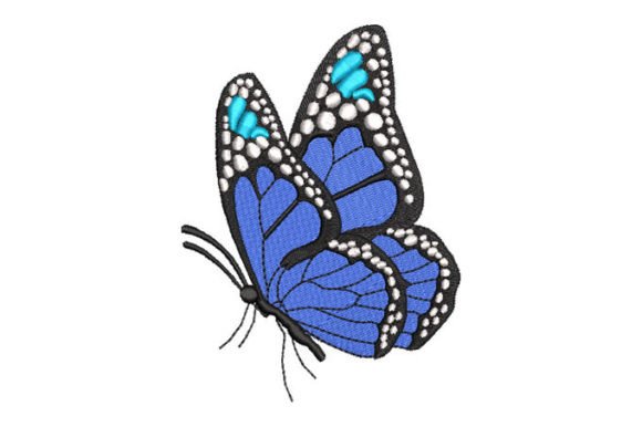 Black Butterfly with White Border Embroidery